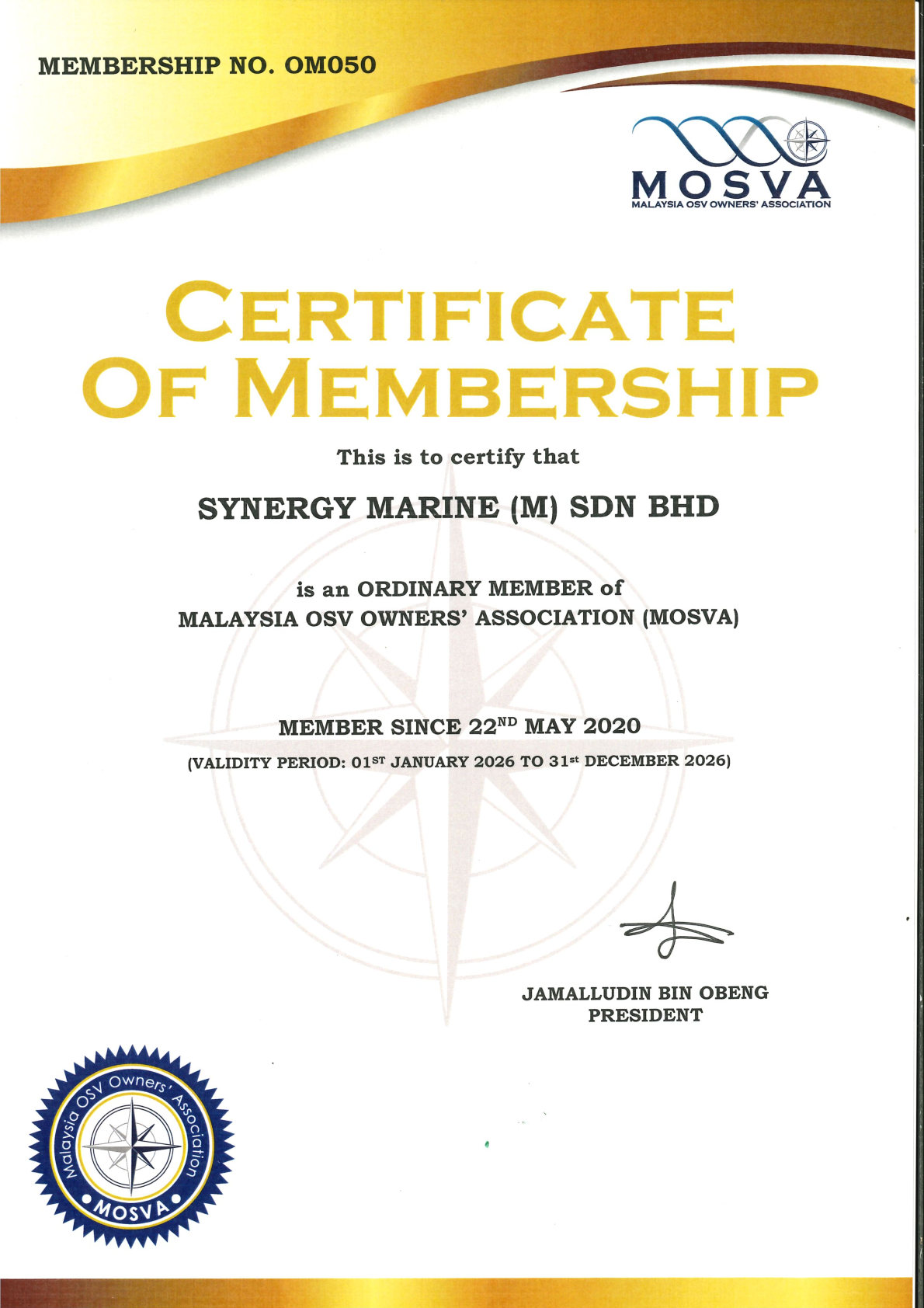 MOSVA Certificate 2026
